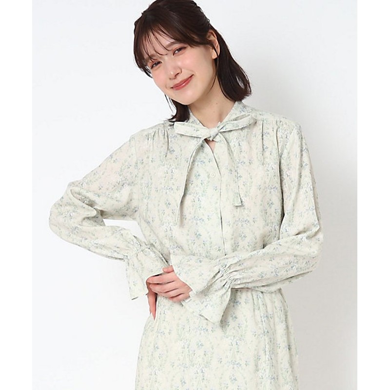 SALE】LAURA ASHLEY/ローラ アシュレイ ミラボー柄 リネン混ブラウス