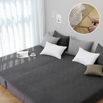 純棉顏料染色家庭用鬆緊帶保潔墊  270 x 205 cm  深灰色