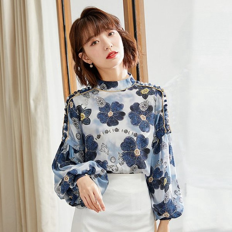 長袖 花柄 シャツブラウス レディース 春 夏 バルーンスリーブ ボトルネック フラワー 大人 おしゃれ きれいめ お呼ばれ トップス プルオーバ 秋 新作 通販 Lineポイント最大0 5 Get Lineショッピング
