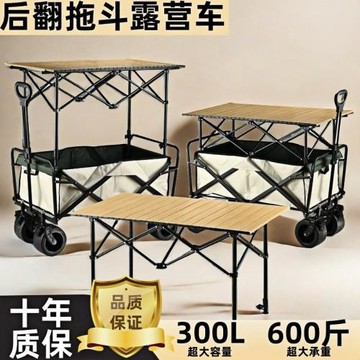 露營推車可折疊戶外手推野餐車便攜營地拖車拉桿多功能野營擺攤車