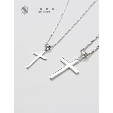 純愛 s925純銀十字架吊墜男女情侶項鏈簡約小款七夕節禮物鎖骨鏈