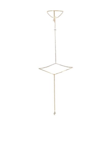 Blumarine - logo-charm body chain - women - Brass/glass - M - Gold
