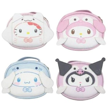小禮堂 Sanrio 三麗鷗 皮質手提化妝包 L (海生館系列) Kitty 美樂蒂 酷洛米 大耳狗