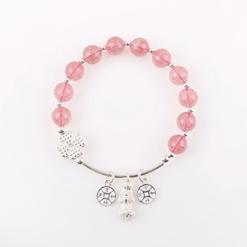 幸運草莓晶純銀手鍊