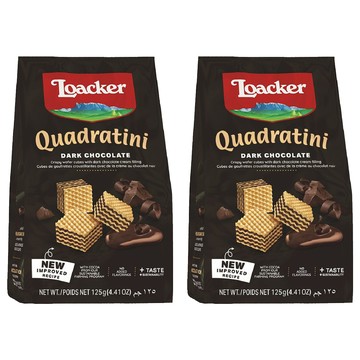 Loacker 萊佳哈斯 方角哈斯餅 黑巧克力風味 香濃不死甜  125g  2包