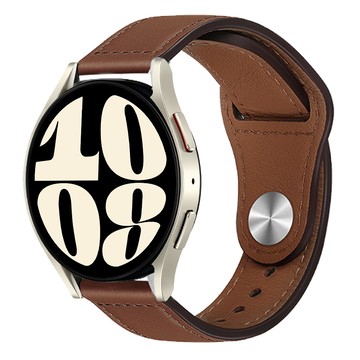 Imall 適用於 Galaxy Watch 單按鈕單圈皮革錶帶  1個  Galaxy Watch 6 Classic/6/5 Pro/5/4 Classic/4/3 20mm  棕色