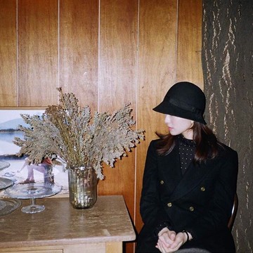 復古名媛優雅羊毛呢禮帽子女士蝴蝶結漁夫帽秋冬韓版百搭圓頂盆帽1入