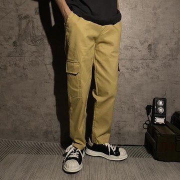 弗瑞格 日系港仔休閑褲工裝九分褲直筒口袋le帥特洛克風潮流男女