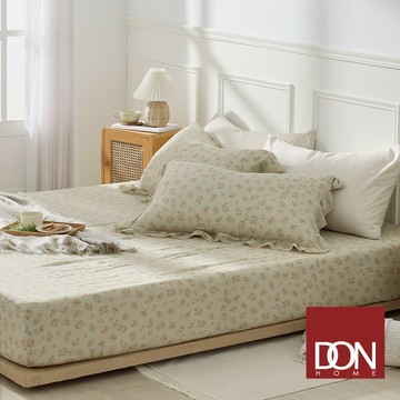 HOYACASA 韓系波浪邊純棉雙層紗床包枕套組｜恬靜花語｜(單人/雙人/加大)