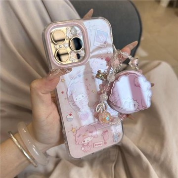 可愛粉色小羊搖搖樂磁吸支架適用于iPhone16promax手機殼15pro防摔14新款17