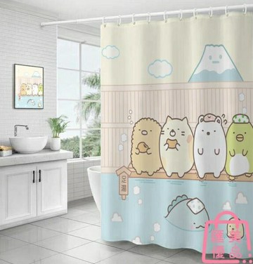 日式浴簾門簾卡通角落生物衛生間加厚防水窗簾門簾隔斷簾【聚寶屋】