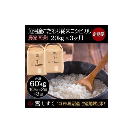 ふるさと納税 新潟県 十日町市 定期便！魚沼産こだわり従来コシヒカリ毎月20kg×3回