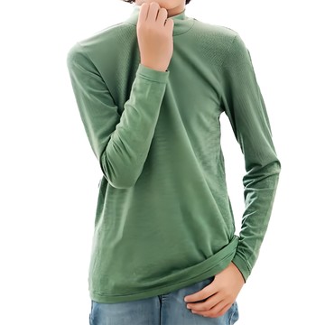 GIAT 吉亞特 兒童捍溫吸濕發熱衣 立領款 台灣製  140  綠條