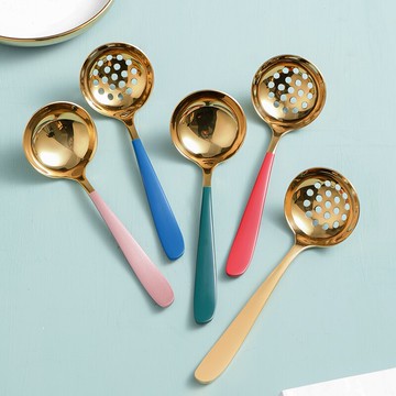 漏勺304不銹鋼廚房家用火鍋撈勺大號加厚創意湯勺可愛長柄勺子