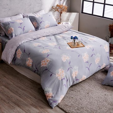 戀家小舖 40支天絲 單人床包 床墊套 + 枕套組 柔軟涼爽 浪漫紫粉色調  鈴花綿綿  1組  3.5 x 6.2尺