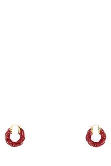 Bottega Veneta Tiziano Red Nappa Leather And 925 Silver Twist Earrings
