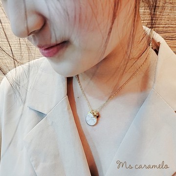 【焦糖小姐 Ms caramelo】星座項鍊 4月牡羊座項鍊 Aries 金砂石&鋯石項鍊 (可雙面配戴)