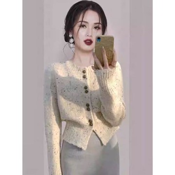 小香風針織開衫女秋冬2026年新款歐貨高級感氣質時尚短款毛衣外套