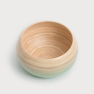 清新南洋 18cm 手工竹圓碗│粉豆綠│單品