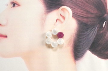 樹脂藝術 串圓形耳環 - 玫瑰