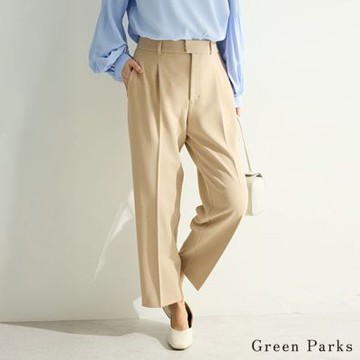 〈Green Parks〉褶線剪裁彈性斜紋布錐形褲