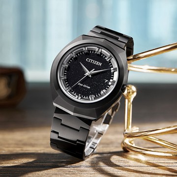 CITIZEN 星辰 GENT 無際星輝光動能限定款腕錶/全黑/42.5mm/BN1015-52E