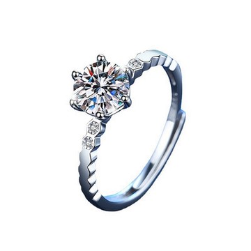 [米蘭精品] 莫桑石戒指925純銀開口戒-1ct歸巢的愛可調節母親節情人節生日禮物女飾品74an40