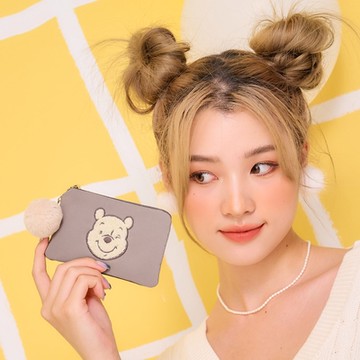 【Disney】小熊維尼棉花糖-票卡零錢包-可可棕 PTD23-D7-21BN