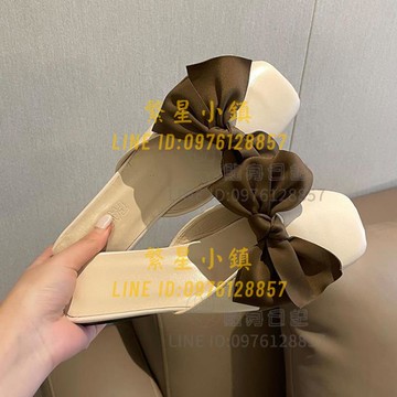 包頭半拖鞋女外穿時尚蝴蝶結法式小眾平底穆勒涼拖【繁星小鎮】