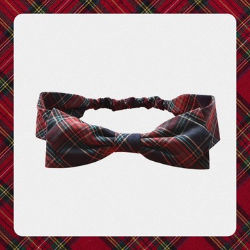 【ZAZAZOO】大蝴蝶結氣質髮帶--蘇格蘭格紋