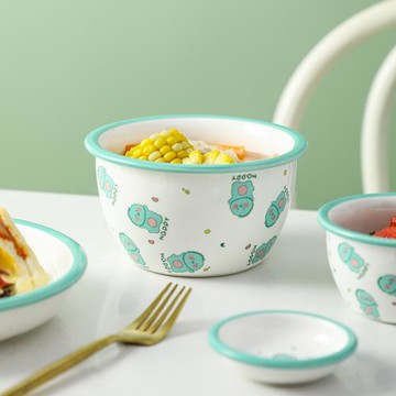 吃飯碗家用2023新款恐龍可愛兒童寶寶飯碗卡通碗碟陶瓷餐具盤子