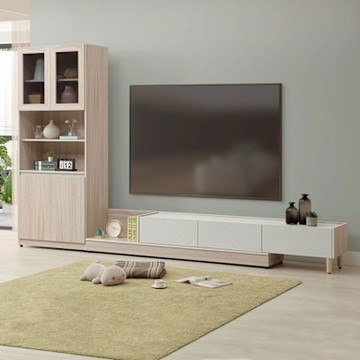 Homelike 喜家居可伸縮大視廳組合櫃(電視櫃+高櫃)(2502)-260x40x39公分