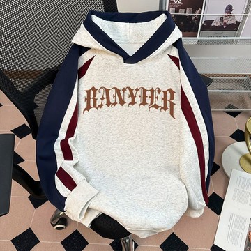 【臺灣出貨】大碼胖MM穿搭秋季外套學生拼接連帽衛衣男女同款秋冬加絨衛衣美式帽T休閒外套長袖男