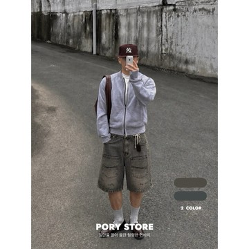 【PORY STORE】獨家！重磅❗️韓國復古口袋七分褲 牛仔短褲 工作褲 實拍 街頭 穿搭 男女 百搭 休閒 工裝短褲