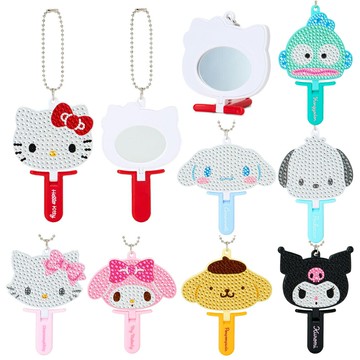 真愛日本 凱蒂貓 kitty 美樂蒂 大耳狗 醜魚 恰咪 閃鑽 迷你鏡 附掛鍊 鏡子 美妝 吊飾 鑰匙圈 KD53