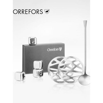 Orrefors不銹鋼冰塊CITY冰酒石酒杯墊酒吧飲品雞尾酒攪拌勺子吸管