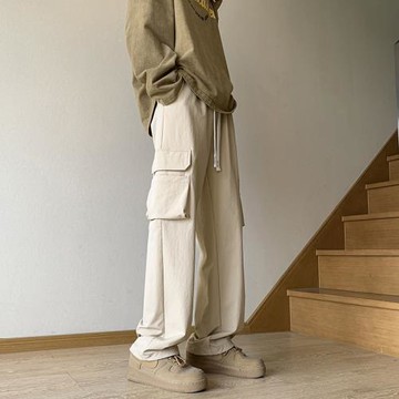 美式復古多口袋工裝褲男春秋新款直筒褲子男士休閑長褲vibe伐木褲