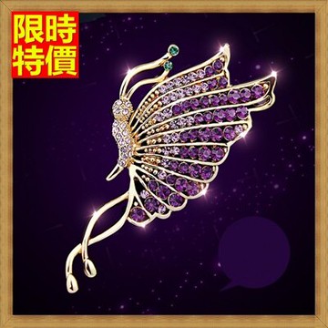 胸針胸章-高檔輕盈紫蝴蝶水晶女別針65q29【獨家進口】【米蘭精品】