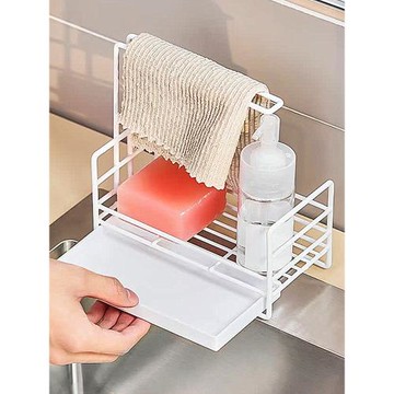廚房水池放洗碗海綿鋼絲球收納架窗臺瀝水置物架免打孔壁掛抹布架