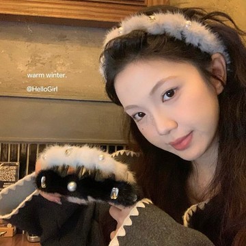 🔥隔日達出🔥韓版毛絨帶齒防滑頭箍碎髮頭飾毛毛髮箍髮箍帶齒防滑新款時尚頭飾