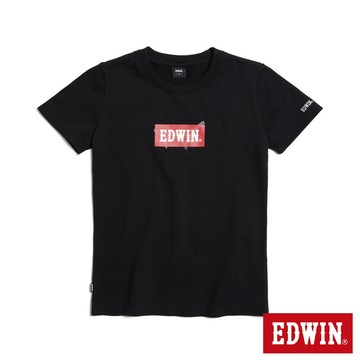 EDWIN 女款 光照魔術BOX短袖T恤(黑色)