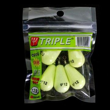 TRIPLE 水滴型夜光鉛墜  1包  5入  12號