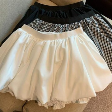 2025新款蓬蓬超短裙褲白色花苞防走光半身裙女夏季小個子高腰A字