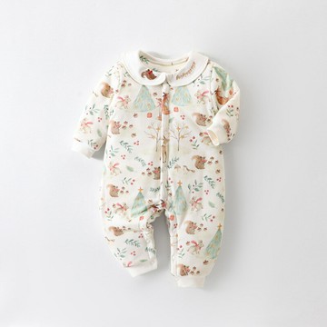 嬰兒加棉120克大豆纖維連體衣寶寶a類夾棉加厚秋冬哈衣連身衣爬服鑫弘-萌寶童裝可開發票