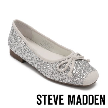 STEVE MADDEN-TWGRACE 蝴蝶結芭蕾平底娃娃鞋-亮銀色