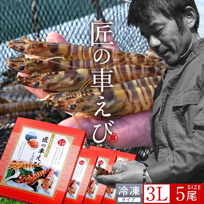 車海老 刺身用 新物 活〆冷凍 クルマエビ 特大 3L［20尾］250g(5尾入)×4P 計1kg 熊本県上天草 匠の車えび 海老養殖場［お歳暮 2023 ギフト 御歳暮］