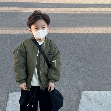 男童棒球服棉衣初冬新款兒童潮酷夾棉外套小童飛行服寶寶棉襖 兒童外套 男童秋冬外套 保暖夾克 中大童棉服