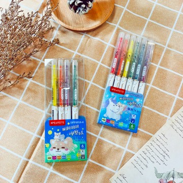 筆樂 DPF6958 柴語錄 可擦拭雙頭螢光筆  (6入)【APP滿額下單10%點數(單一帳號最高5000點)】1/31止