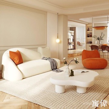 免運 破損補發現代簡約北歐小戶型創意異形美容院輕奢弧形雲朵客廳網紅布藝沙髮布藝沙發  布沙發 沙發 客廳沙發 小戶型沙發