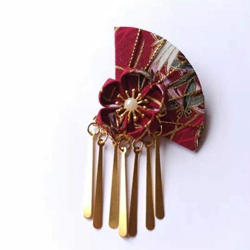 ⭐臺灣有貨🌈免運⭐ 日系古風和服髮夾 漢服櫻花扇子髮夾 金屬流蘇扇子櫻花髮夾生活好物